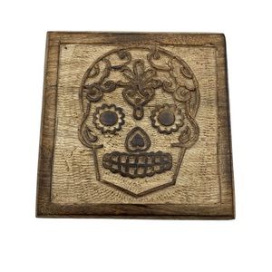 Earthbound Candy Skull Brown Wooden Storage Box
